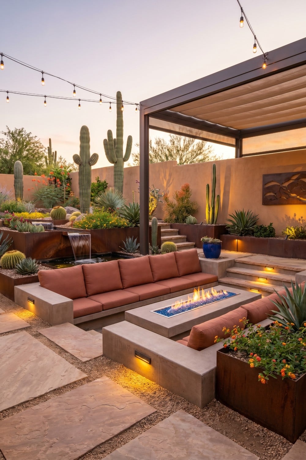 Sunken Terracotta Seating in an AZ Backyard