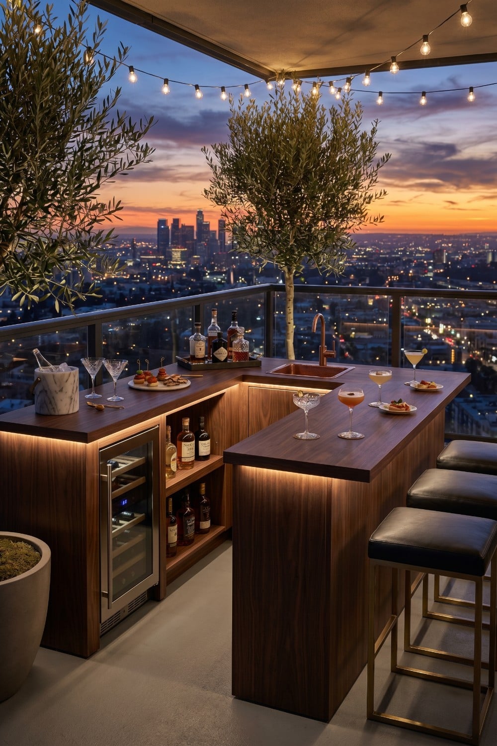 Add More Space for Drinks with a Custom Balcony Bar and Lighting ...