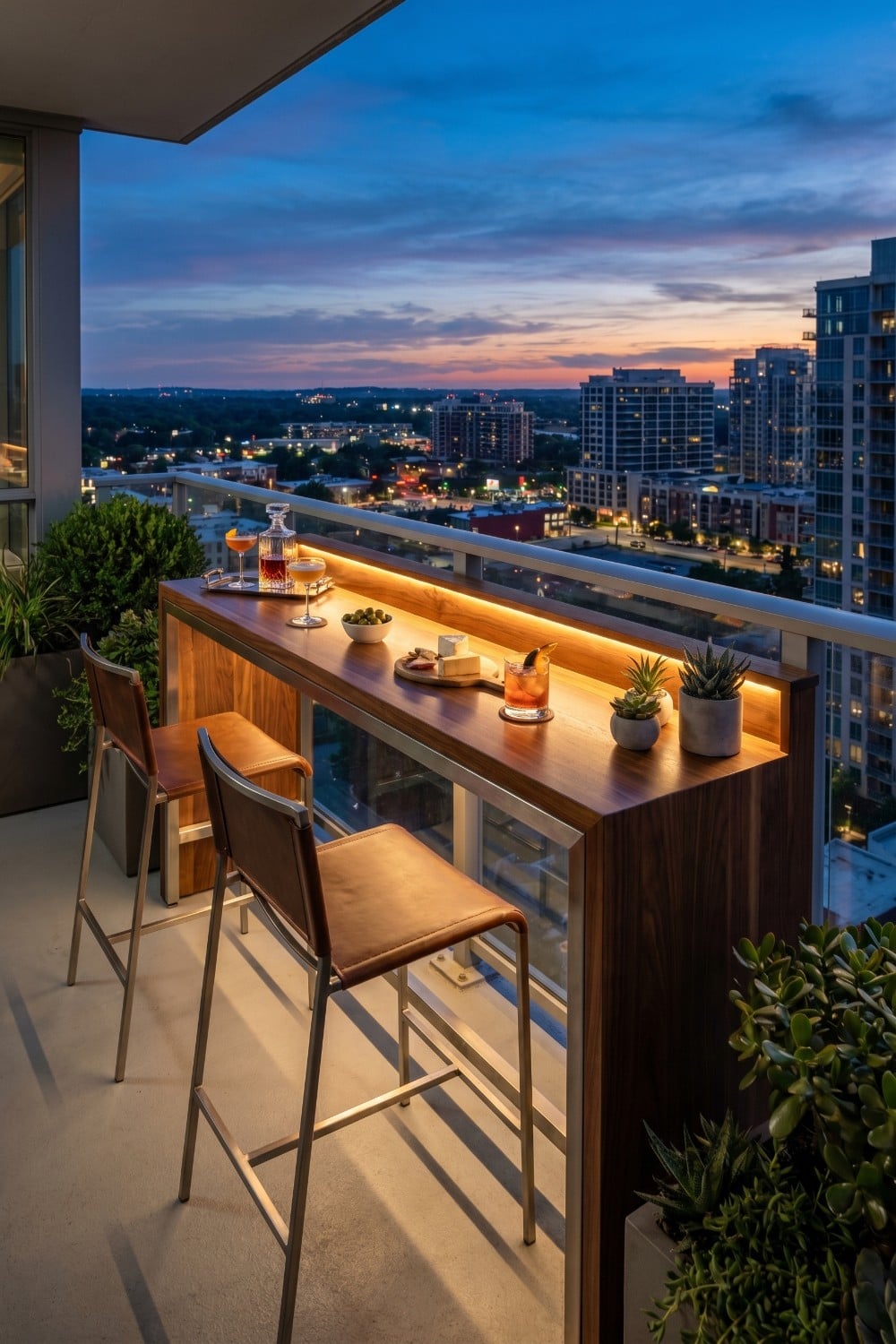 Bar Balcon Examples Add More Space for Drinks with a Custom Balcony Bar and Lighting ...