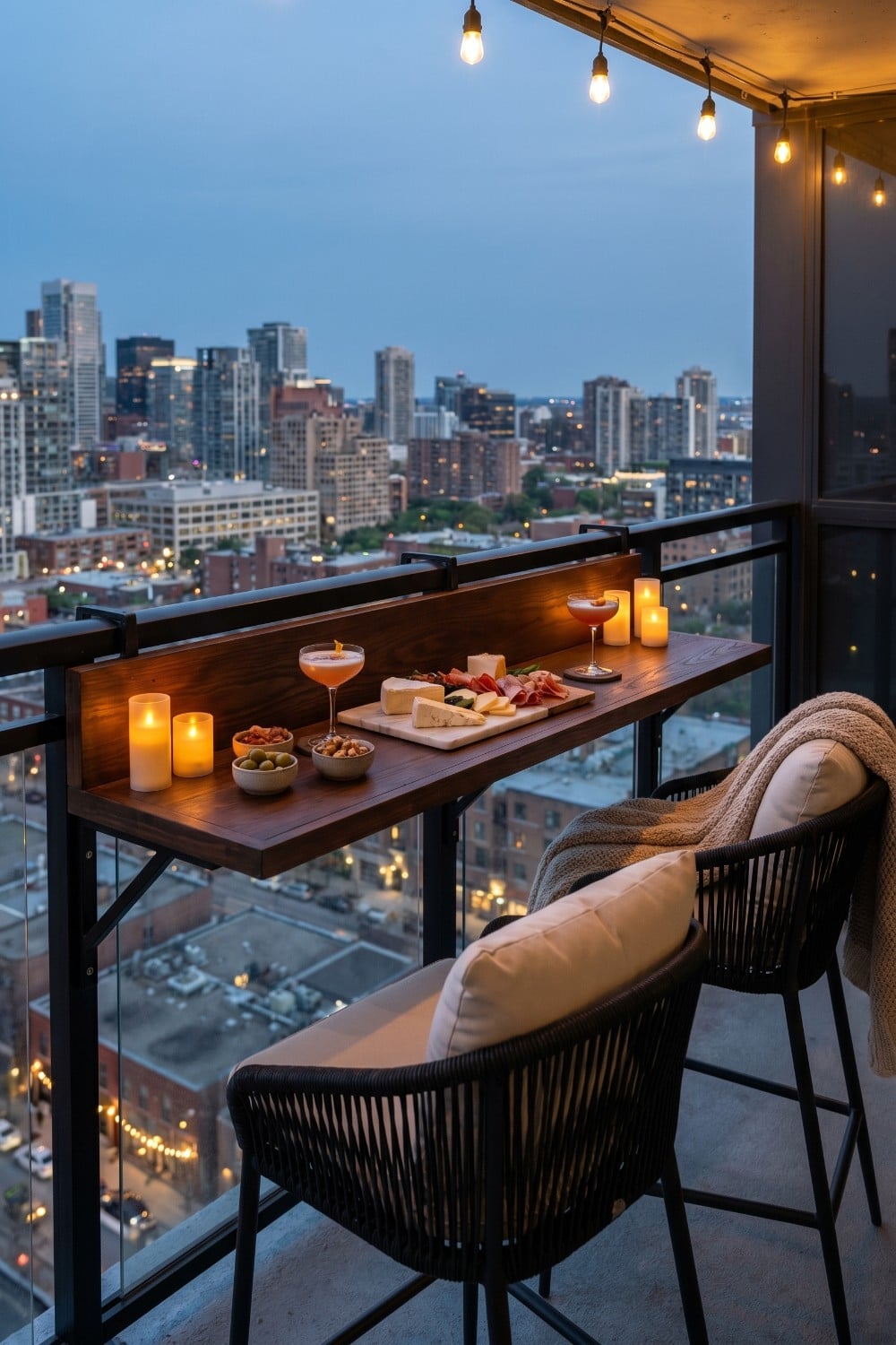 Bar Balcon Examples Add More Space for Drinks with a Custom Balcony Bar and Lighting ...