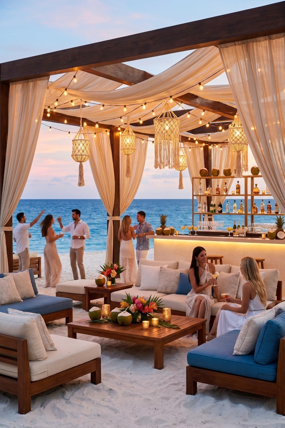 Beach Club Party Cabana with Macrame Pendants