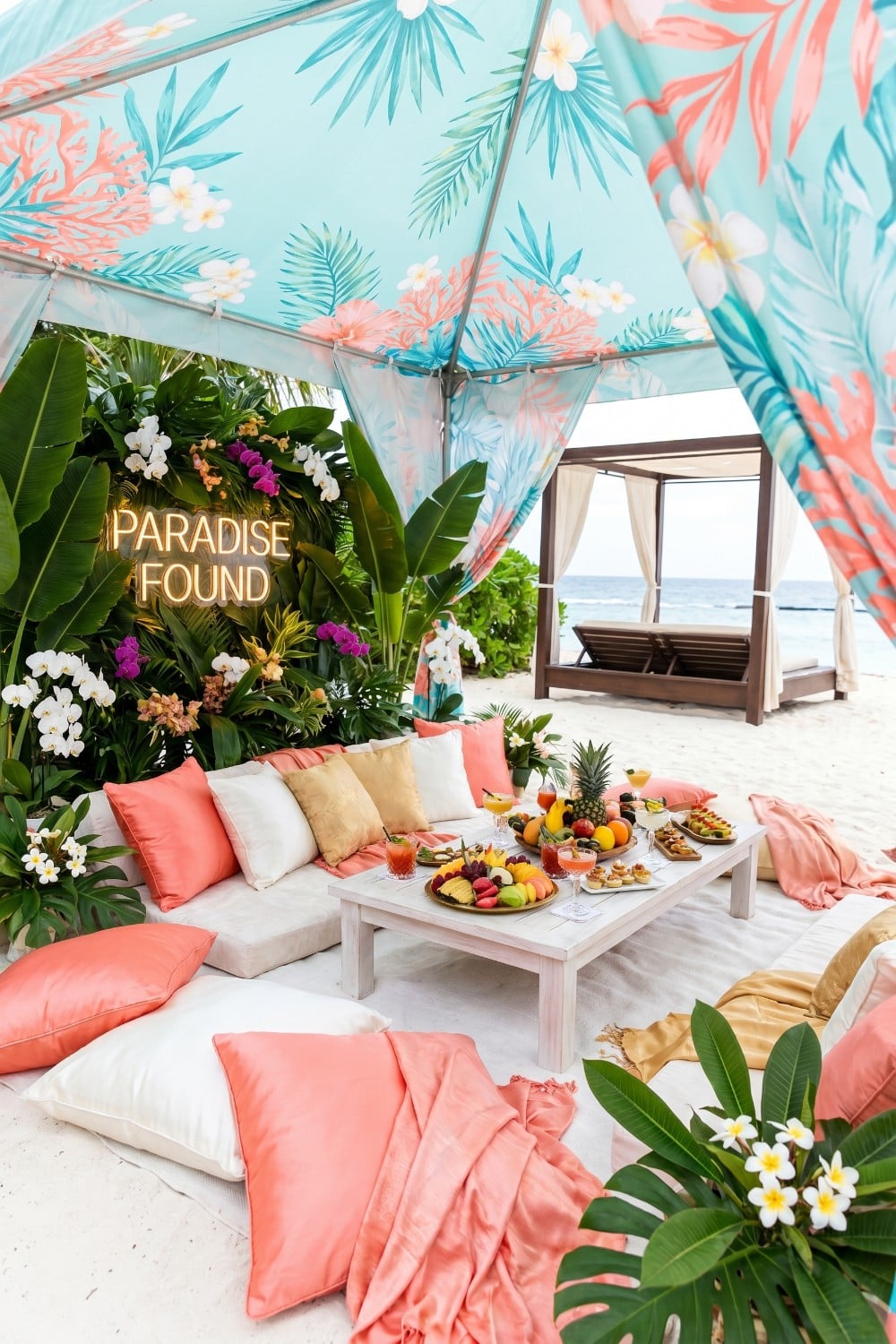 Tropical Print Canopy and Neon Beach Club Party