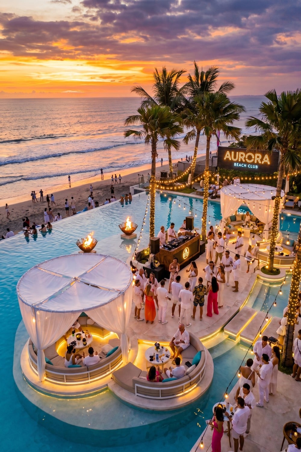 Infinity Pool and Fire Pits Beach Club Party