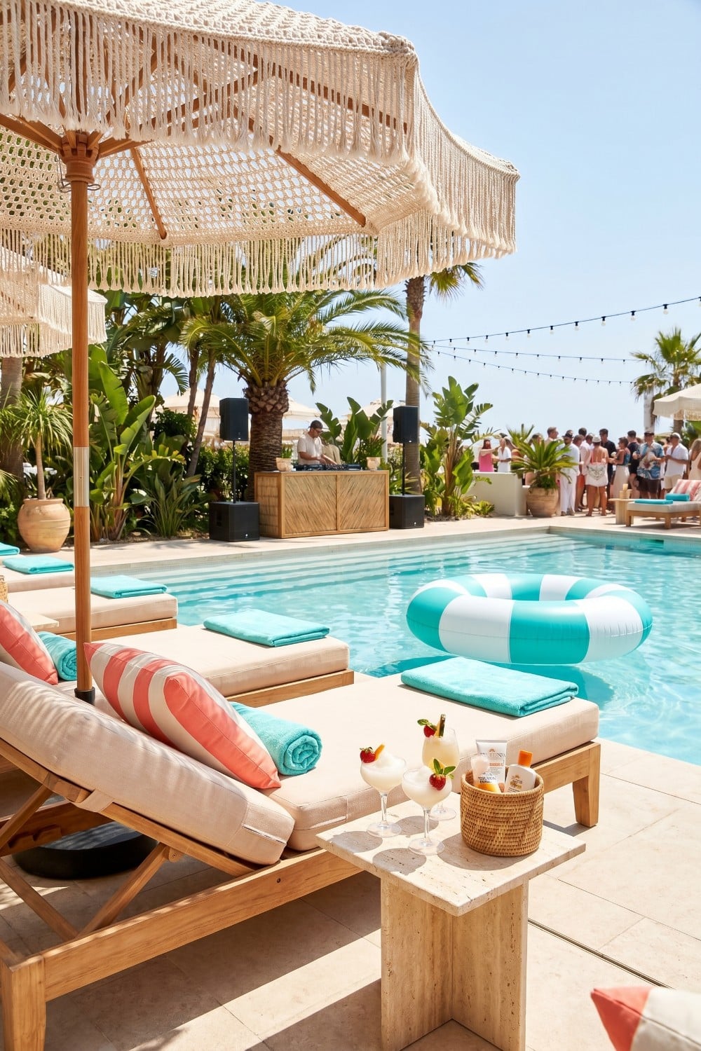 Turquoise Striped Float and Poolside Beach Club Party