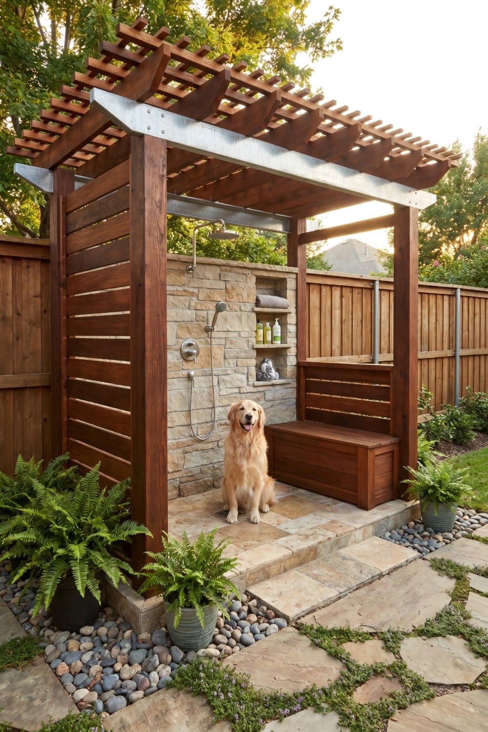 Dog Friendly Backyard with a Custom Dog Wash