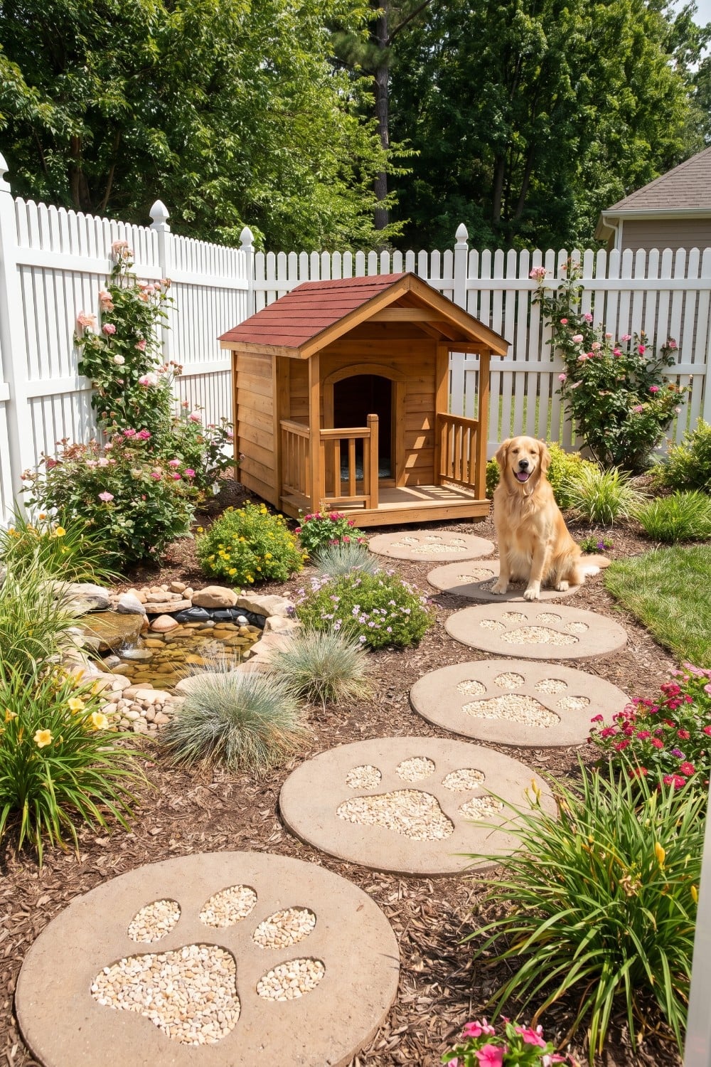 Paw Print Path in a Dog Friendly Backyard