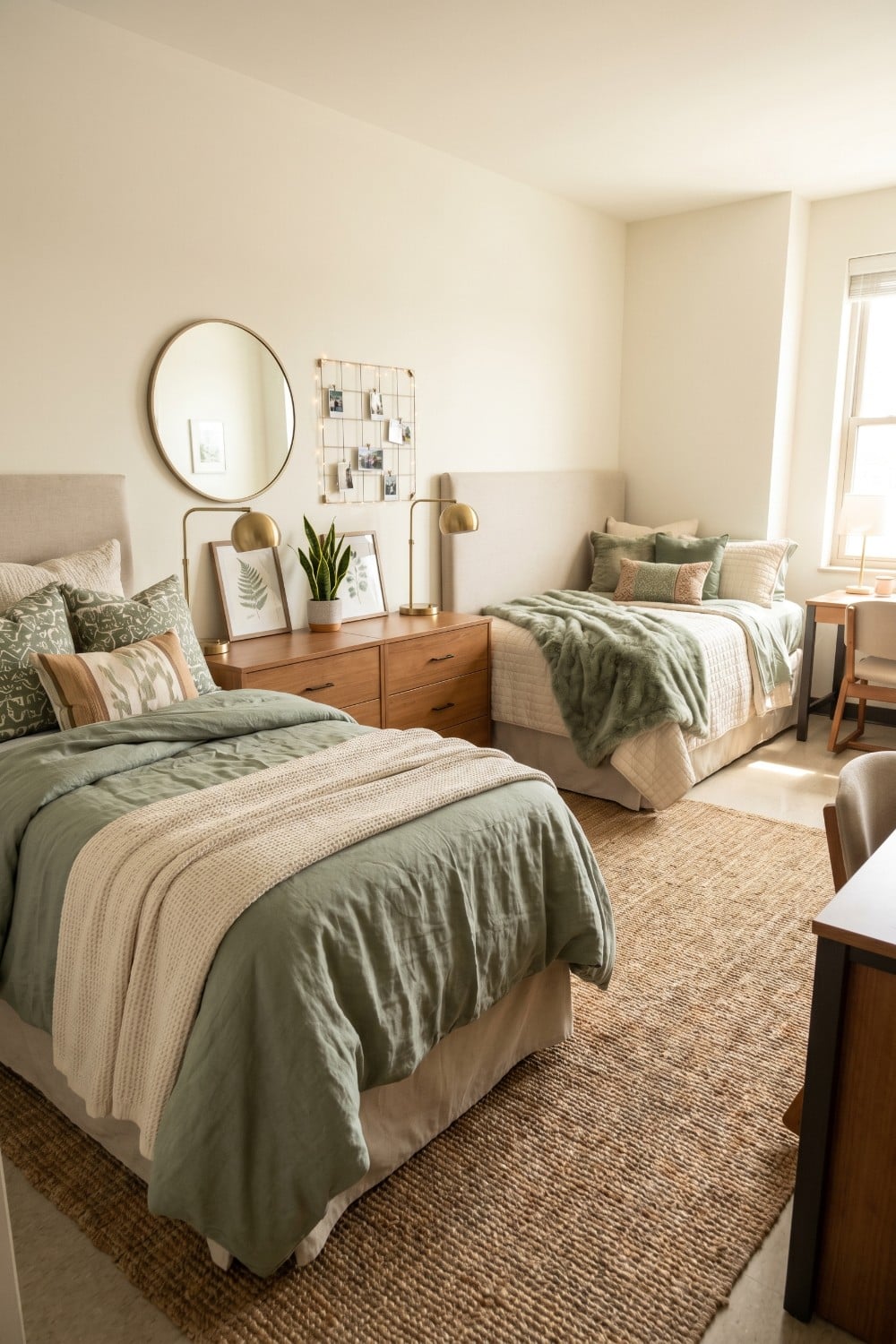 Olive Dorm Room Bedding and Waffle Knit Throws