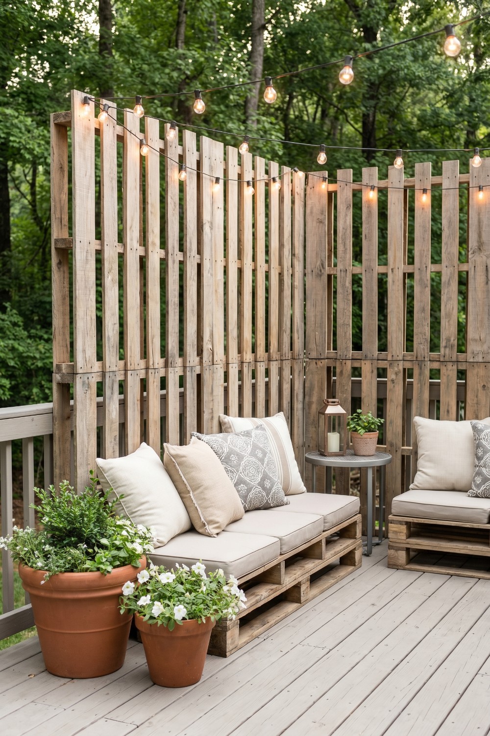 Layered Pallet Wood Privacy Wall