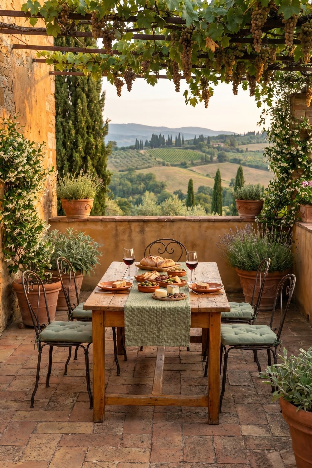 Tuscany Italy Italian Patio with Rustic Wood Table