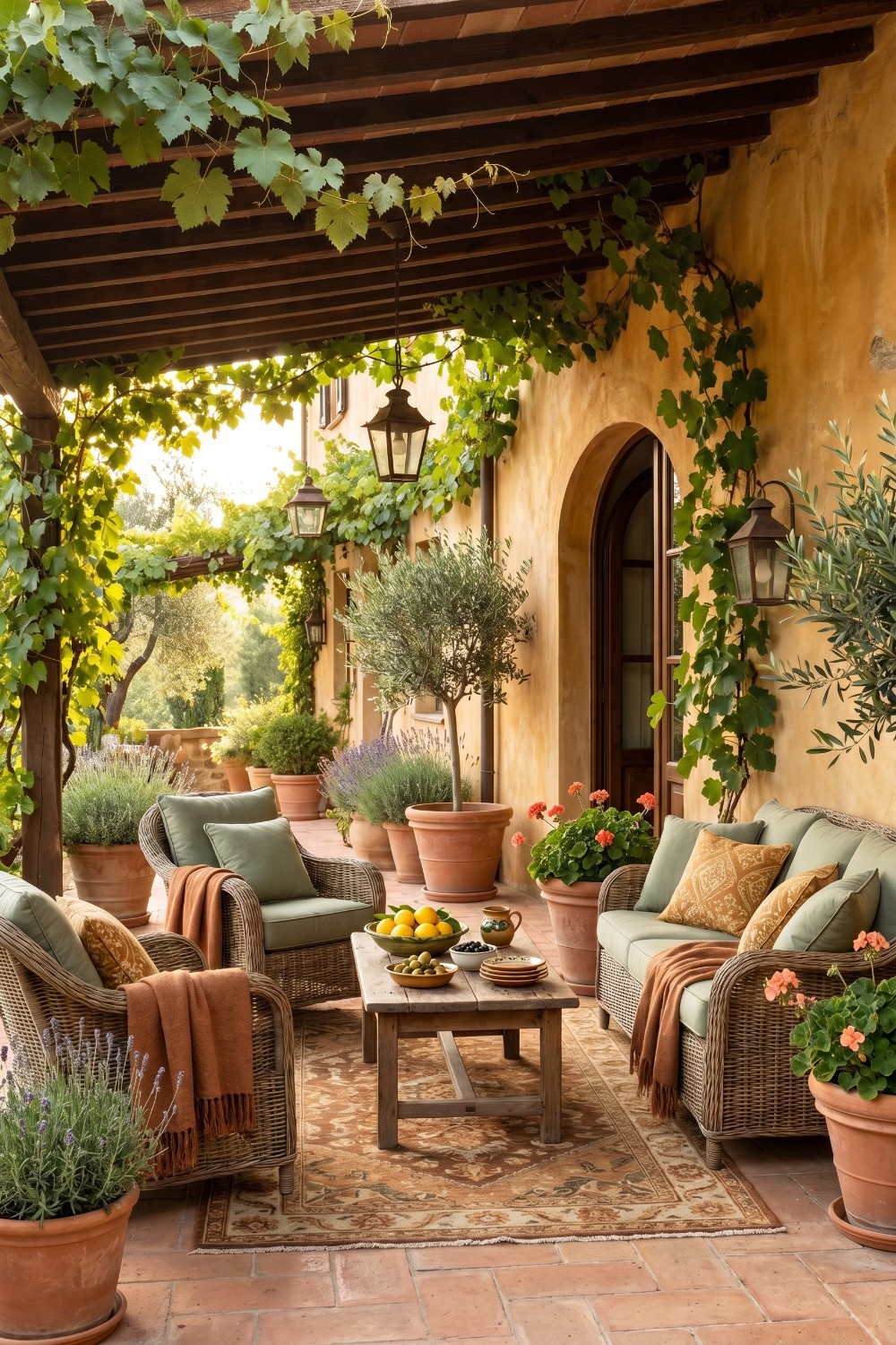 Tuscany Italy Italian Patio with Terracotta Planters