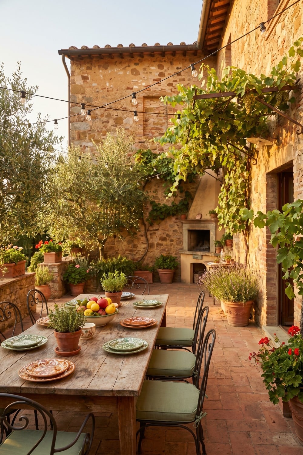 String Lights on a Tuscany Italy Italian Patio