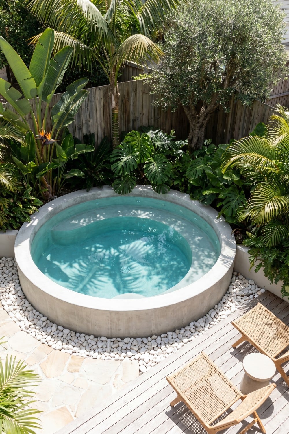 Mini Pools for Small Yards with Tropical Foliage