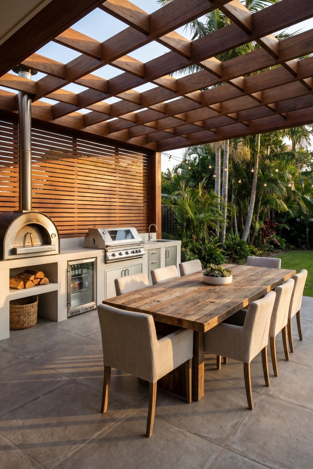 Outdoor Entertaining Area with Pizza Oven and Pergola