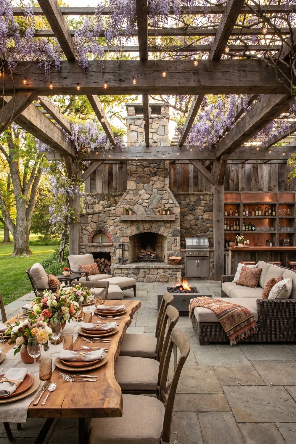 Combine Stone And Wood Elements For Your Outdoor Entertaining Area ...