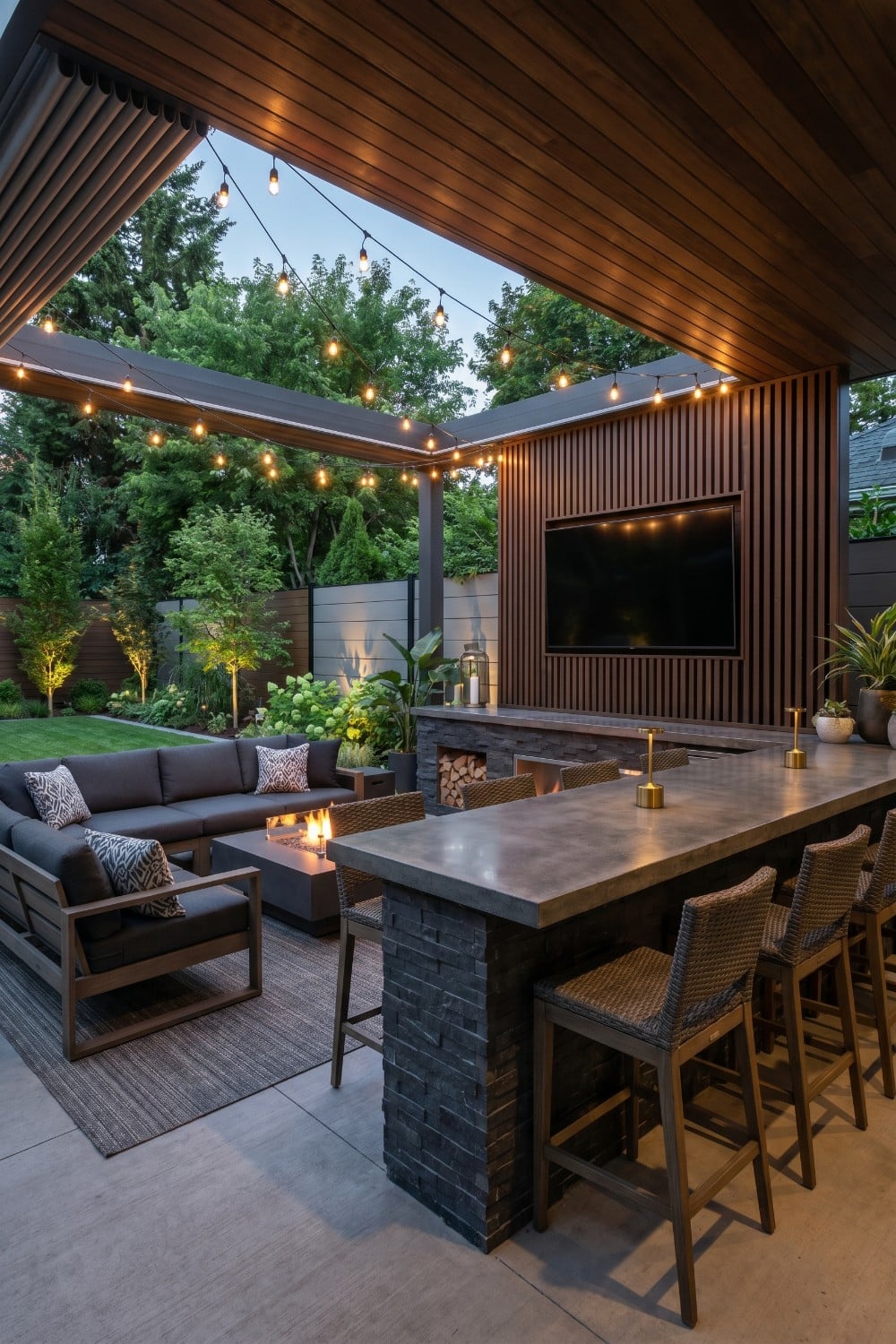 Combine Stone And Wood Elements For Your Outdoor Entertaining Area ...