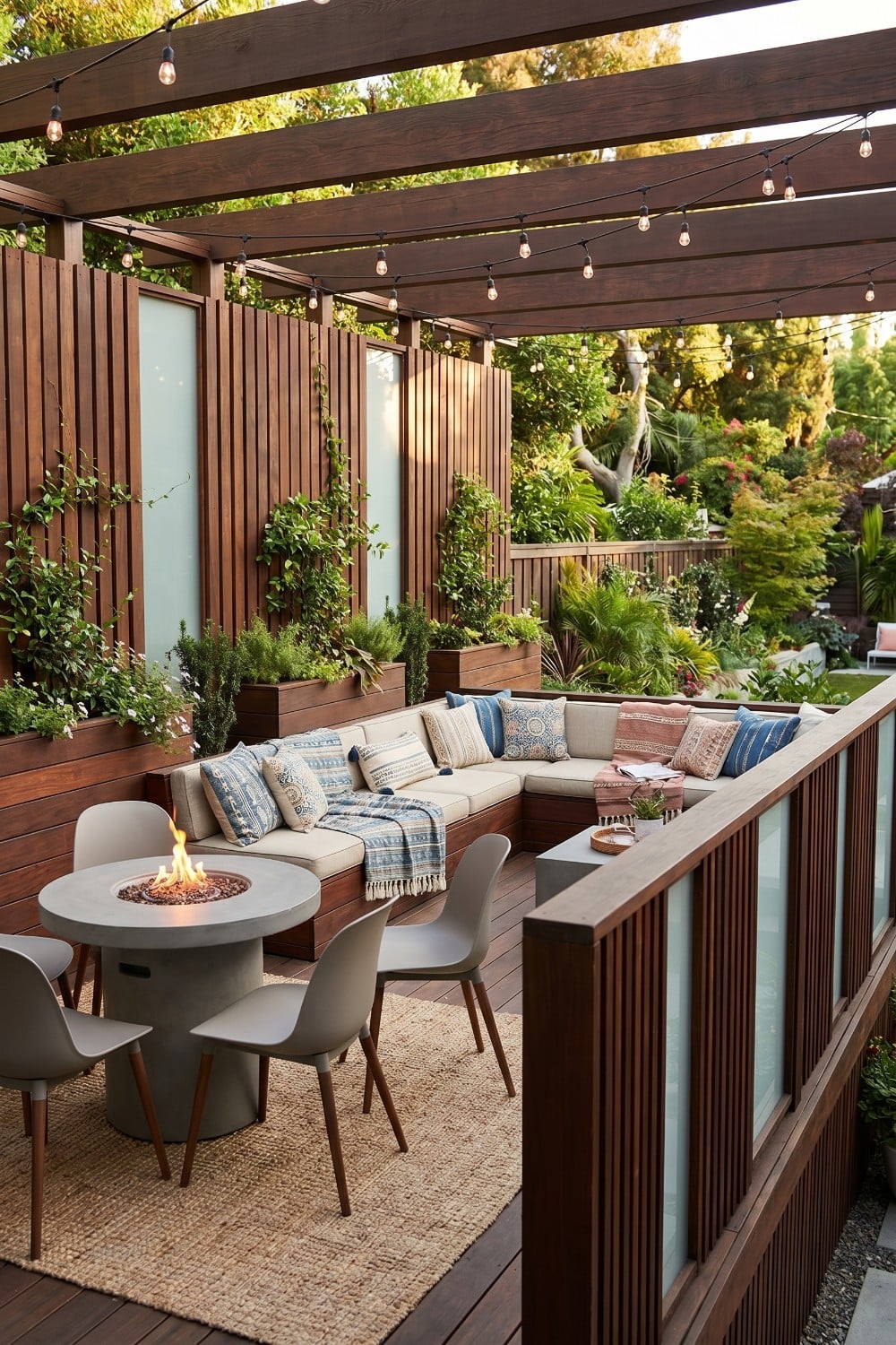Privacy Fence on Deck with Frosted Glass Panels