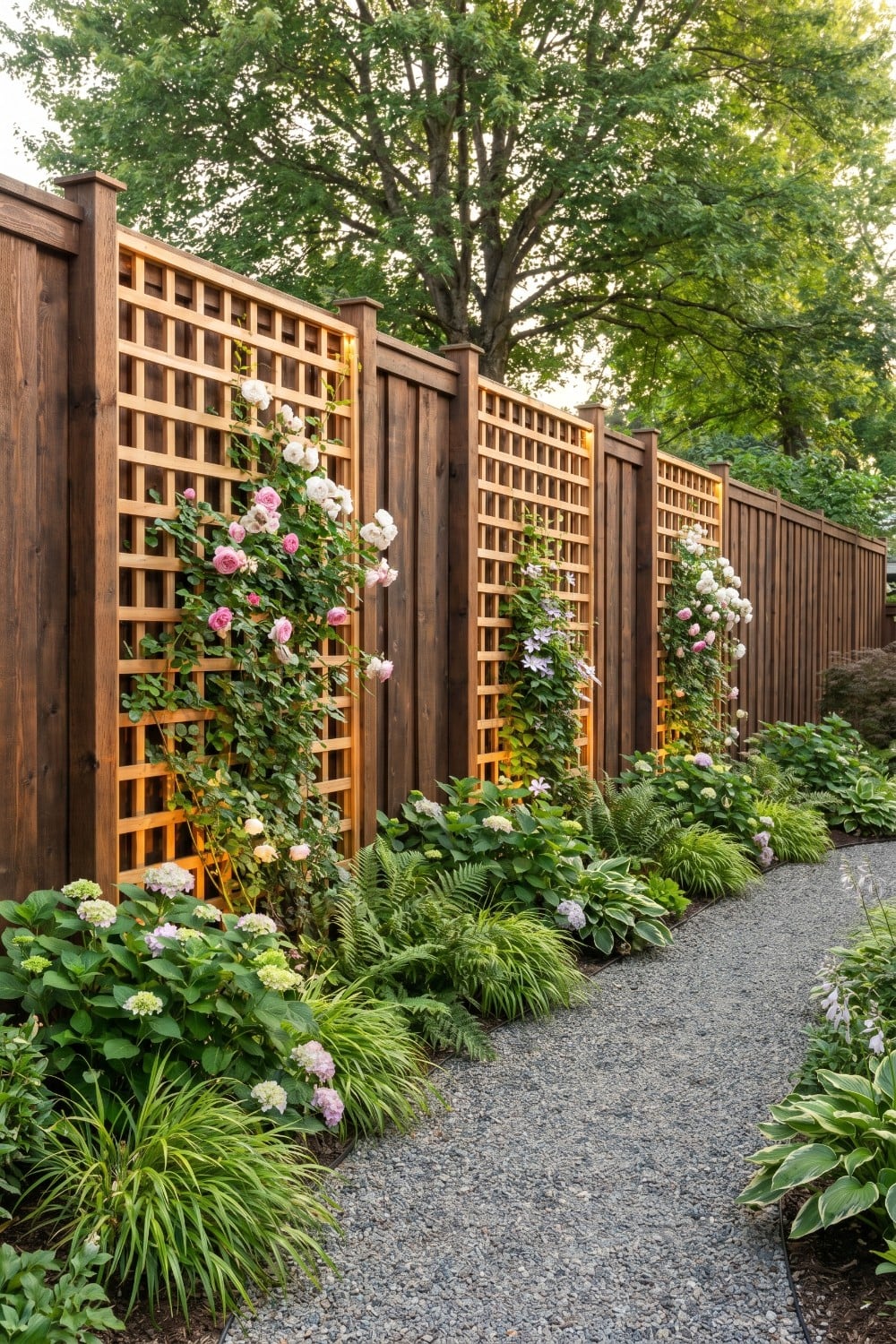 Backlit Privacy Trellis for Glowing Walkways