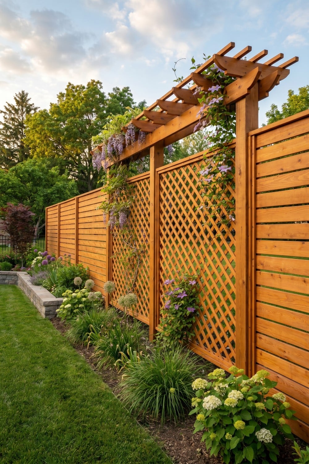 Sturdy Wisteria Trellis for Tall Fence Lines