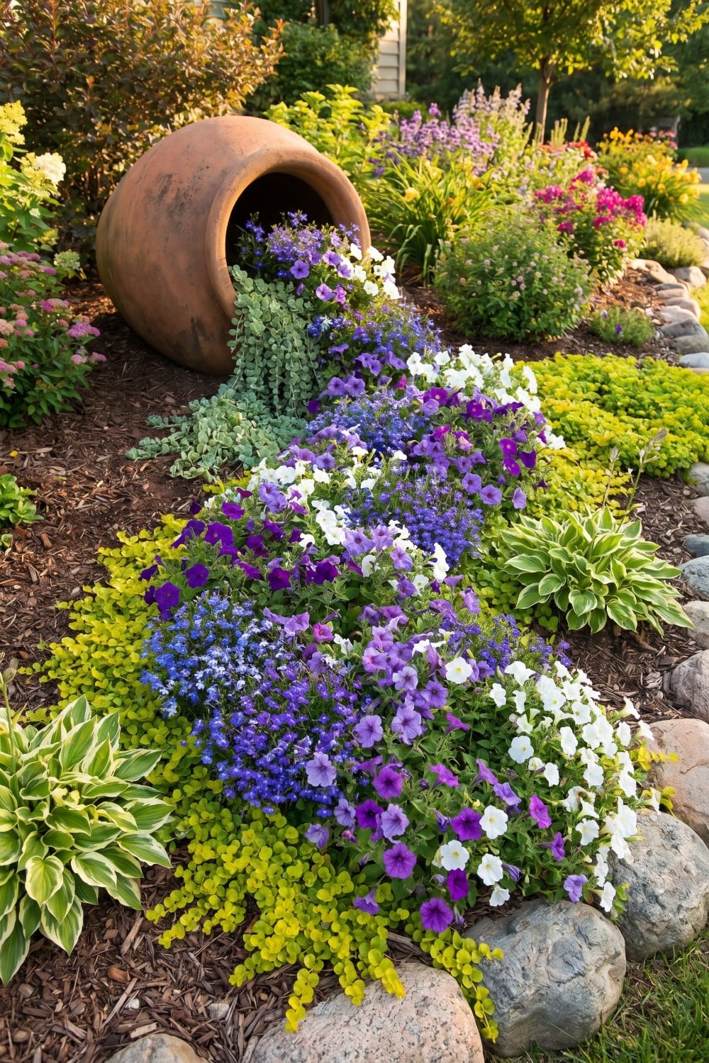 Large Spilled Flower Pot with Cascading Blue River