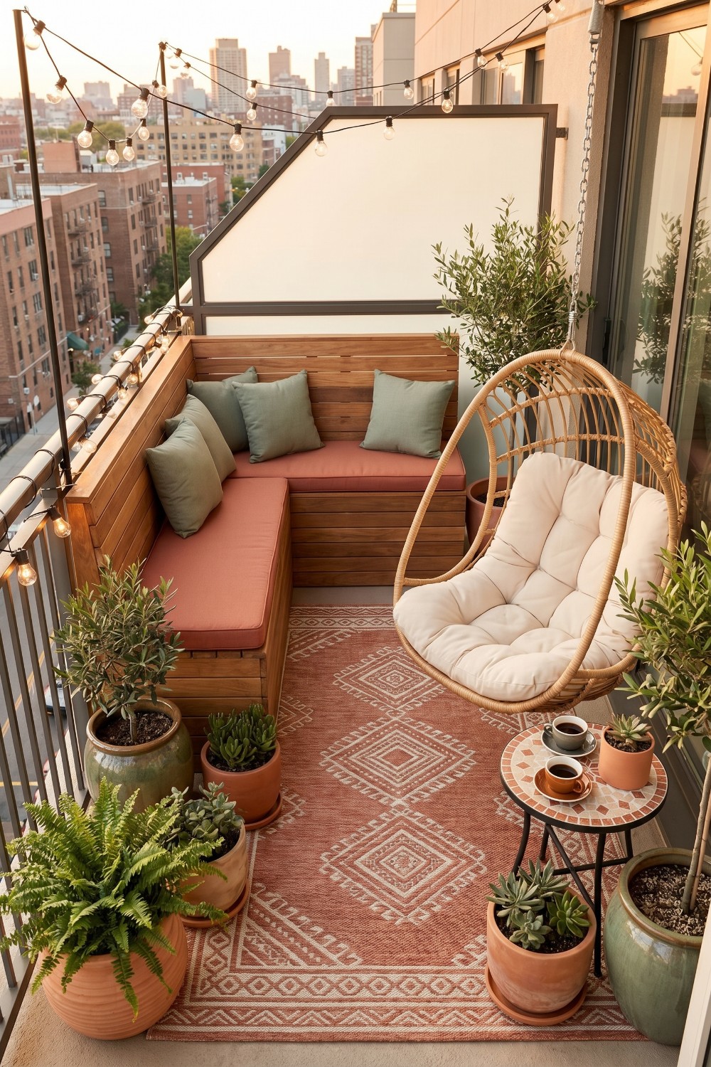 Hanging Egg Chair on Very Small Balcony
